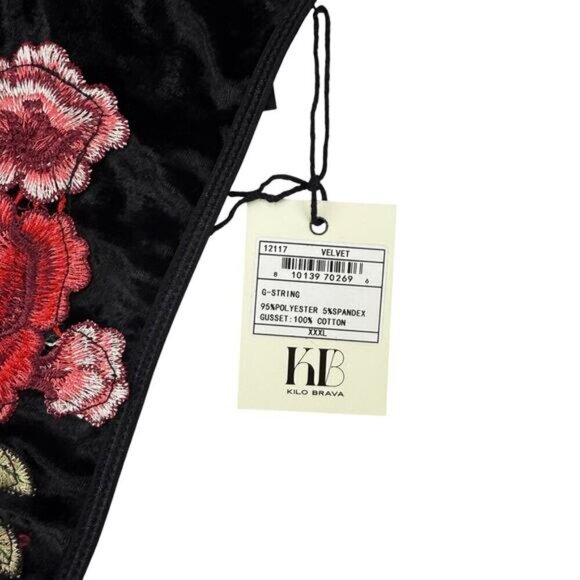 NWT KILO BRAVA Floral Crushed Velvet Low Rise G-String Sz XXXL - Picture 5 of 9
